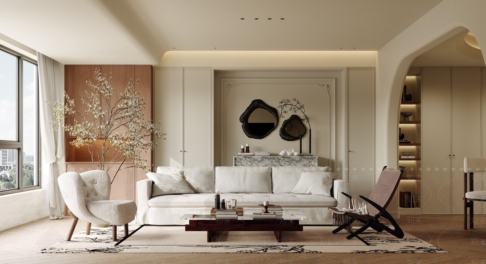 美式法式家居客厅3D模型下载【ID:1196748484】