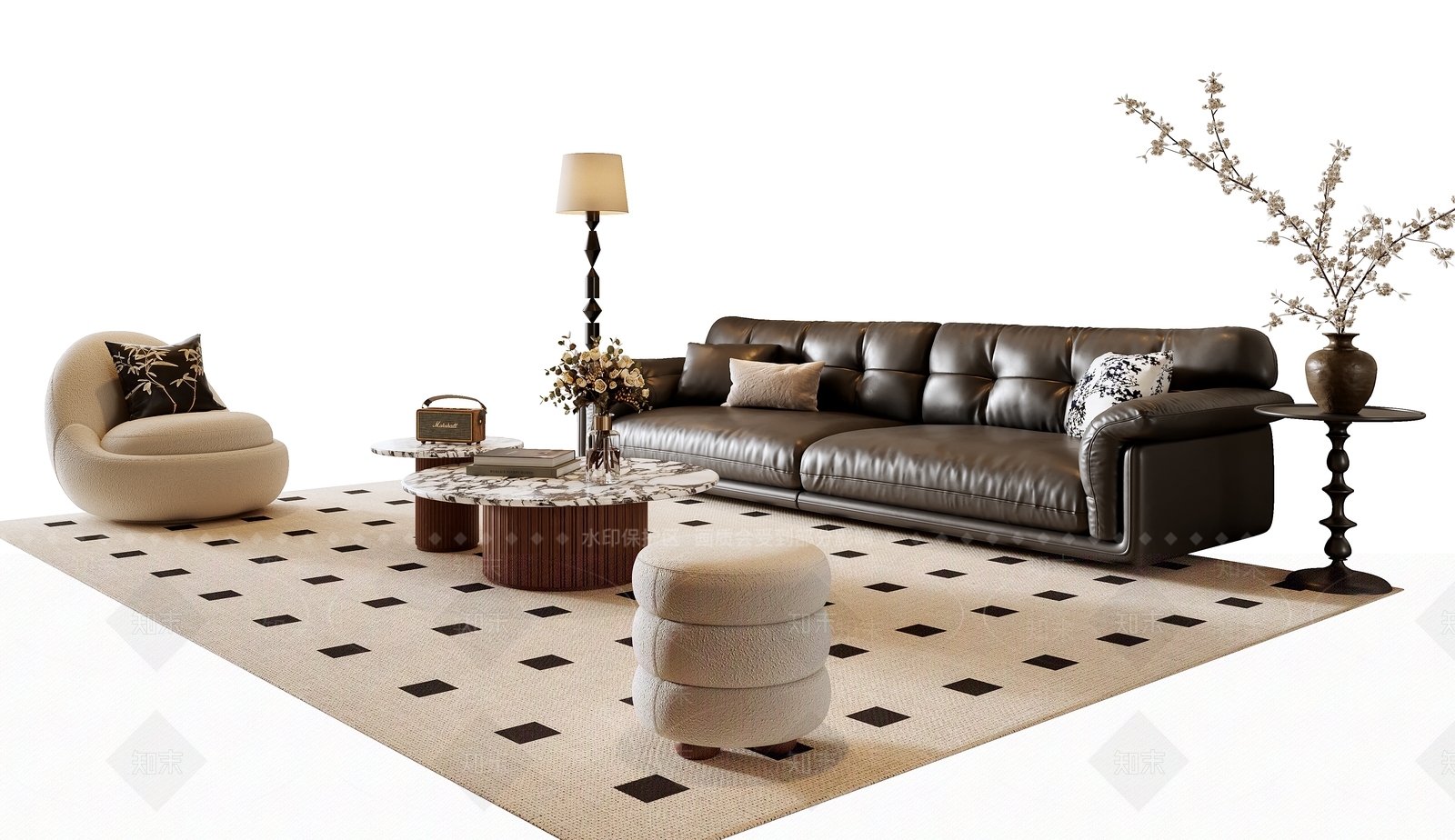 法式复古沙发组合SU模型下载【ID:1196748456】