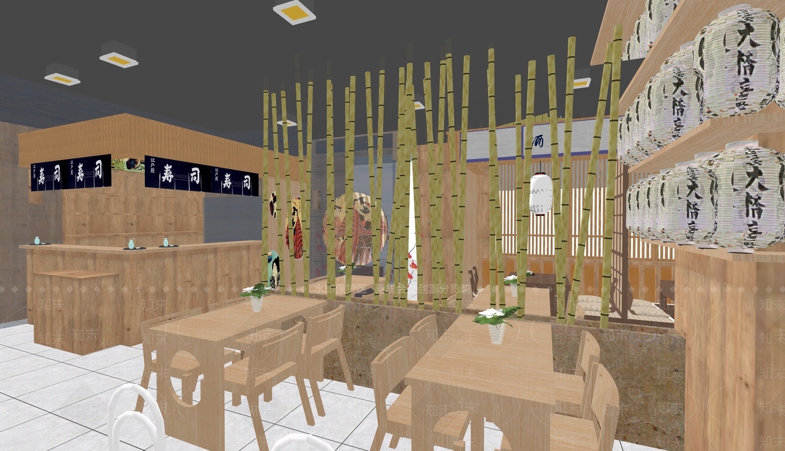 日式日料店SU模型下载【ID:1196749684】