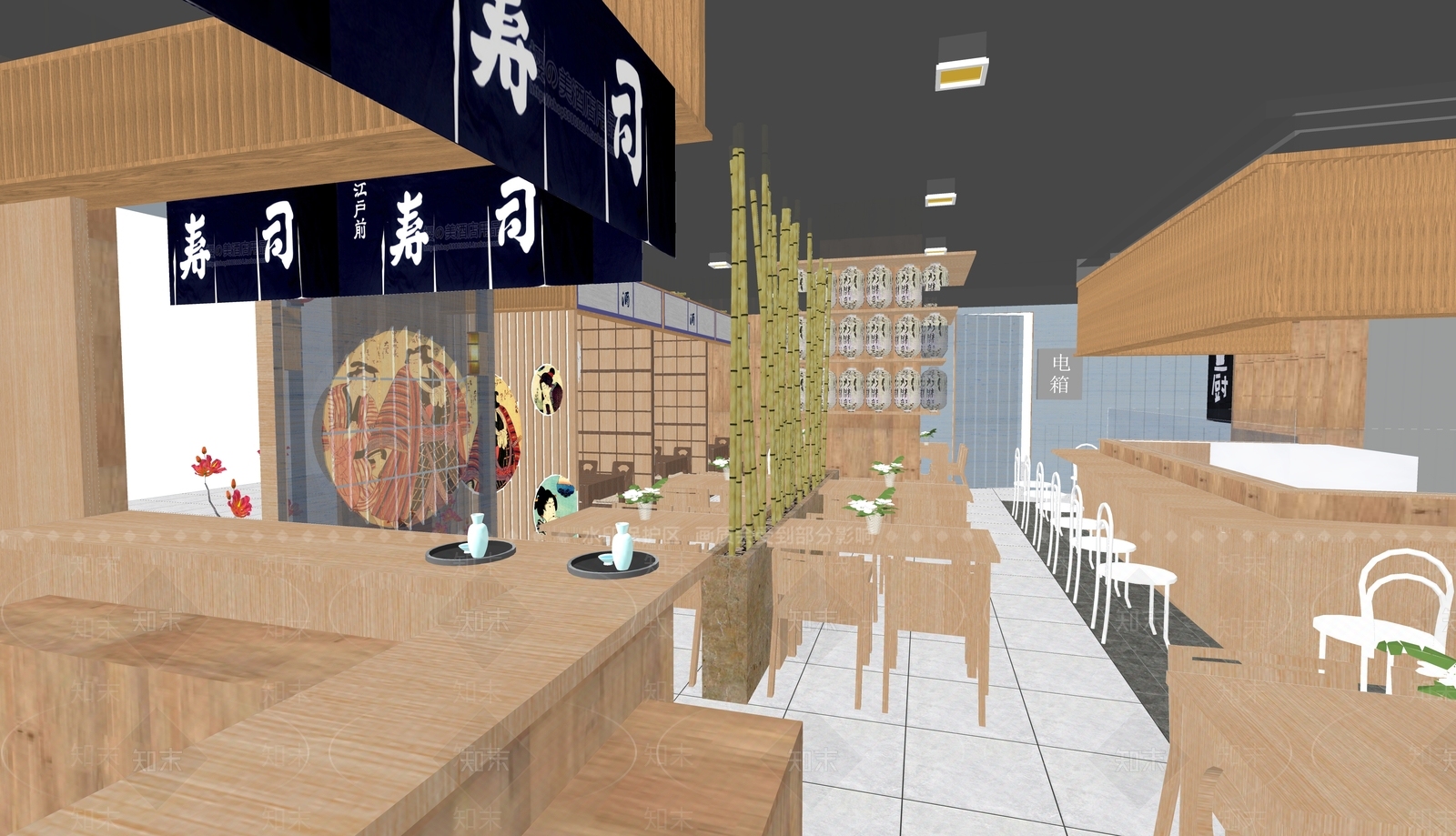 日式日料店SU模型下载【ID:1196749684】