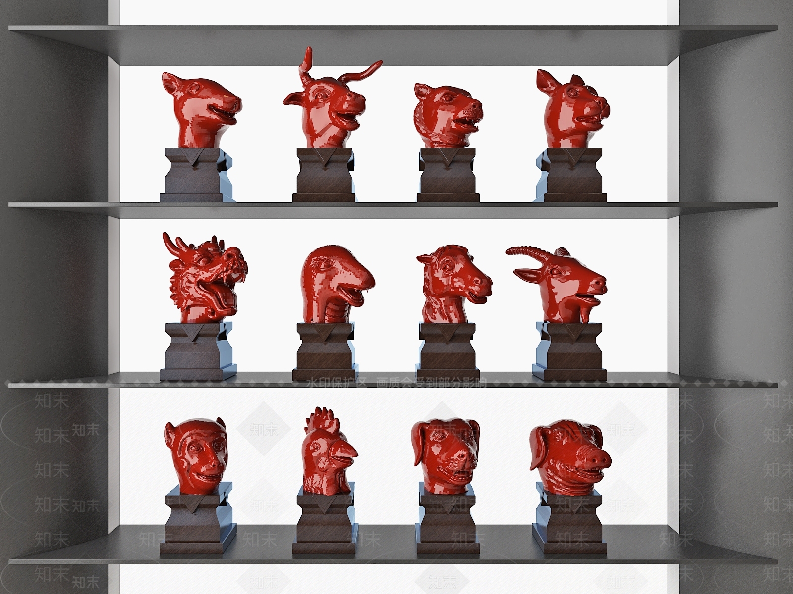 现代新中式生肖雕塑3D模型下载【ID:1196755985】