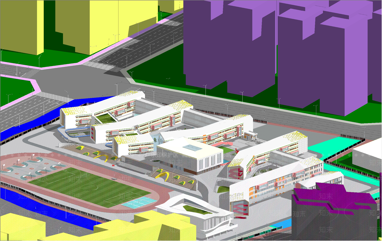 现代学校建筑SU模型下载【ID:1196758882】