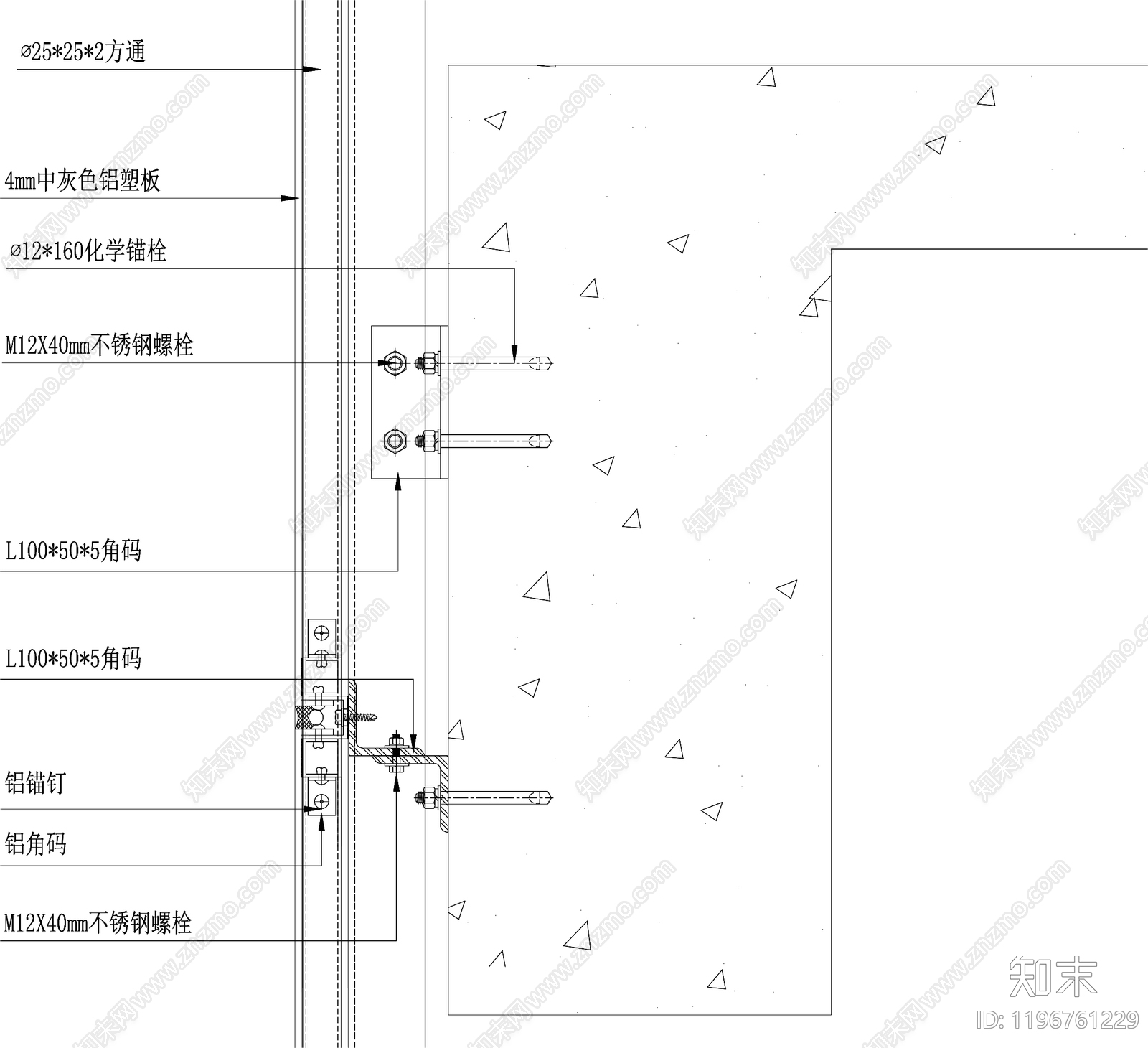 幕墙结构节点cad施工图下载【ID:1196761229】