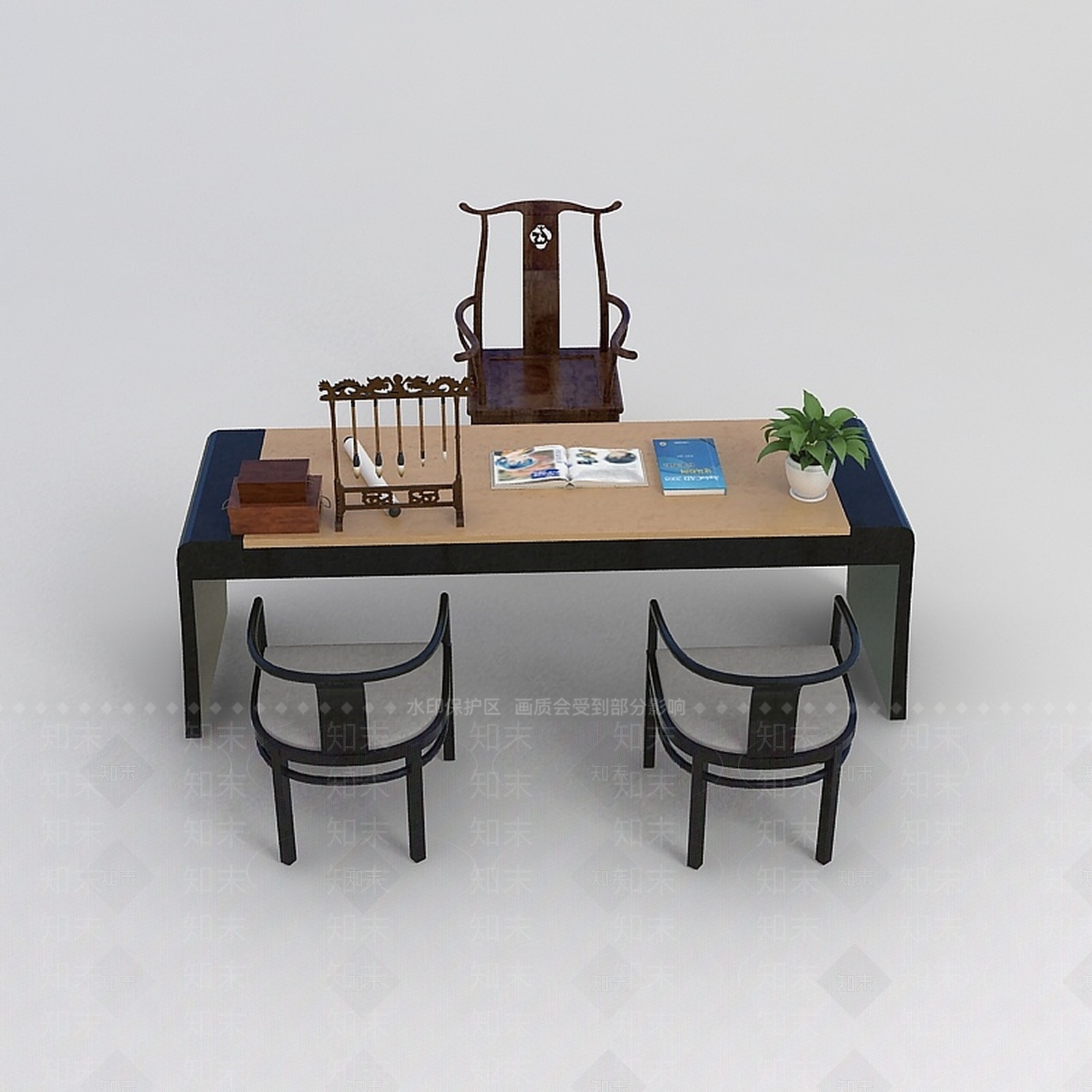 现代书桌椅3D模型下载【ID:1196767457】