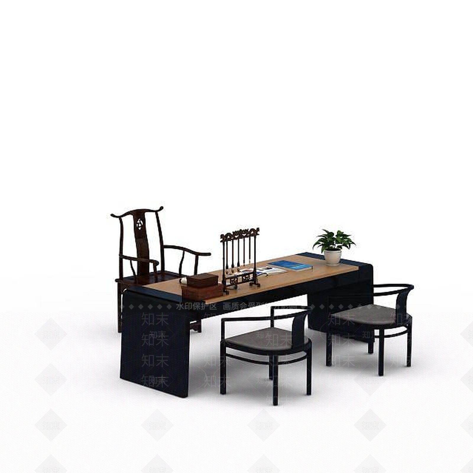 现代书桌椅3D模型下载【ID:1196767457】