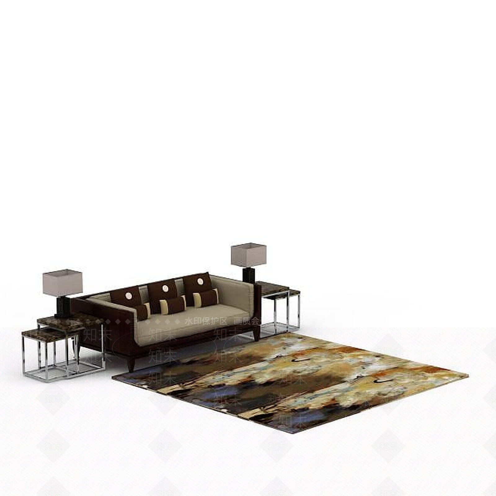 现代双人沙发3D模型下载【ID:1196768305】