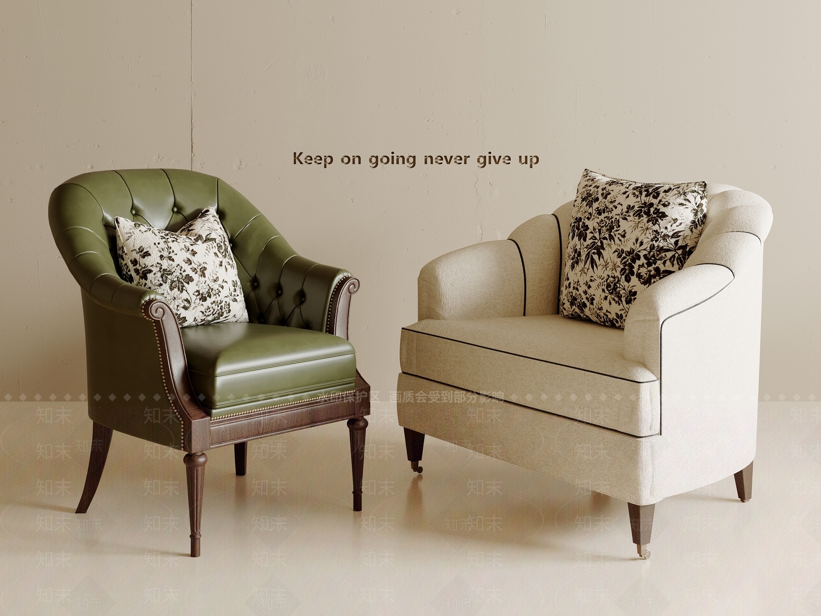 美式复古单人沙发3D模型下载【ID:1196774595】