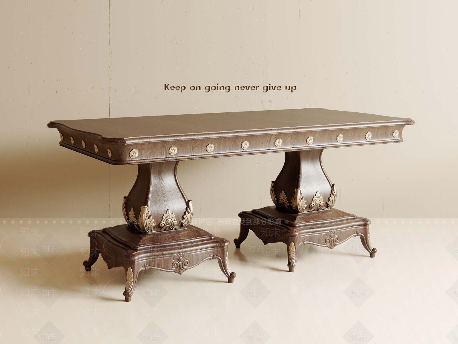 美式复古餐桌SU模型下载【ID:1196775201】