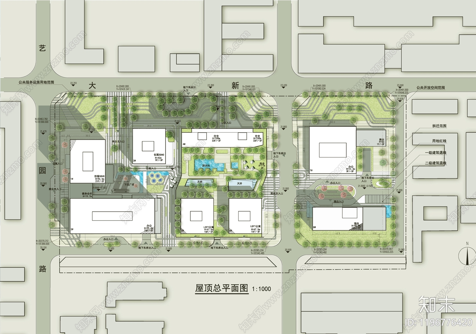 现代产业园建筑施工图下载【ID:1196776420】