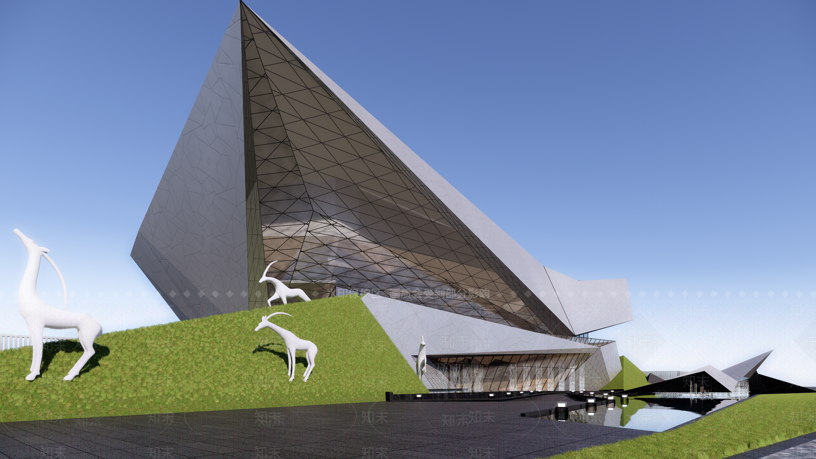 现代售楼处建筑SU模型下载【ID:1196777576】