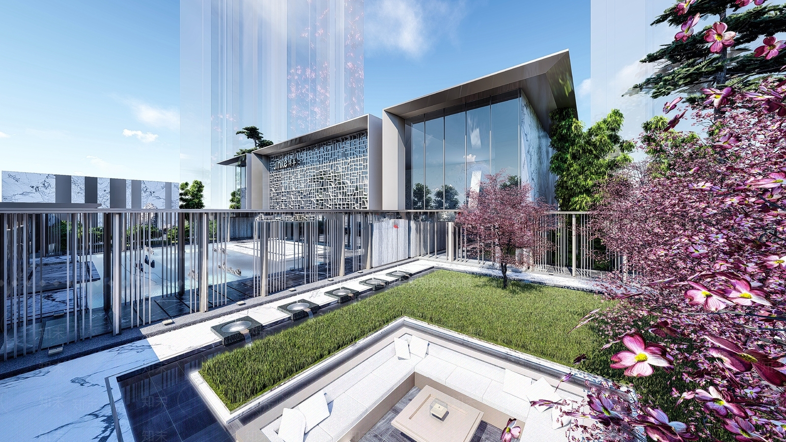 现代新中式小公建SU模型下载【ID:1196780729】