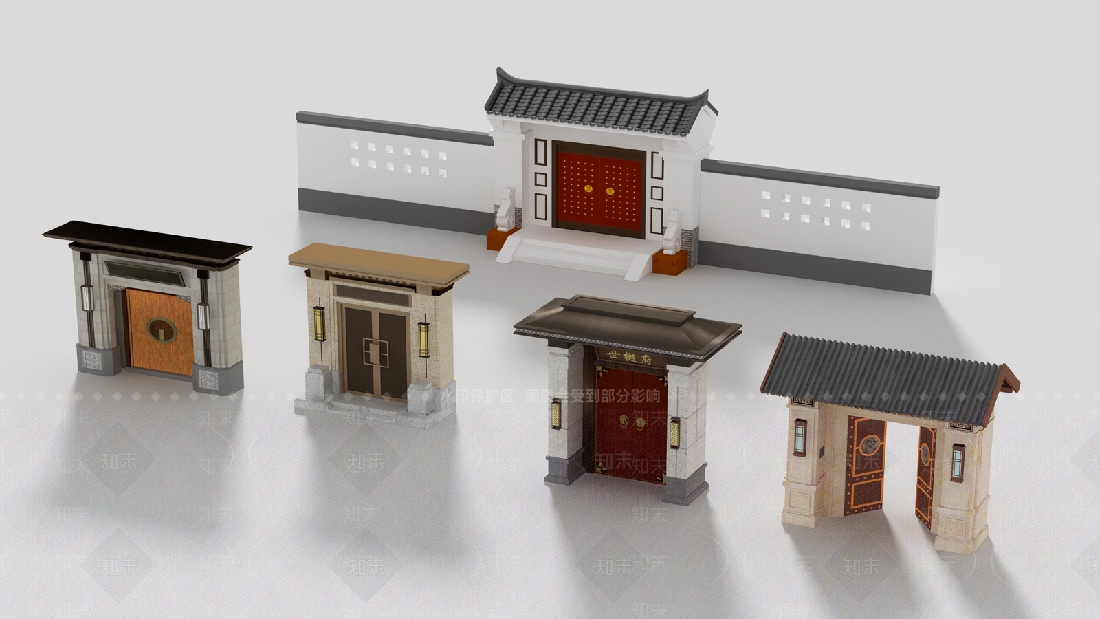 新中式中式大门3D模型下载【ID:1196781825】