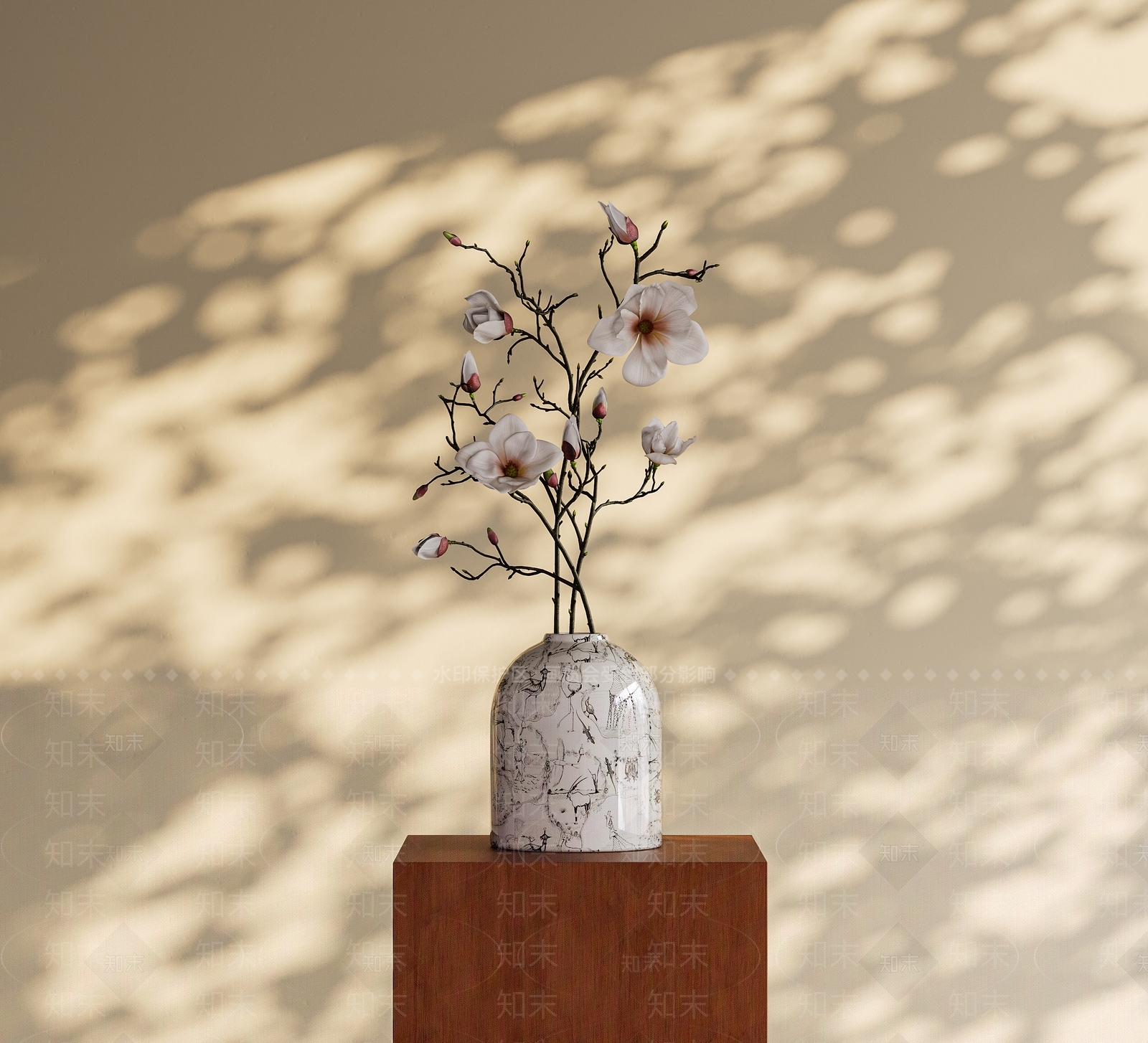 新中式侘寂花艺3D模型下载【ID:1196782524】