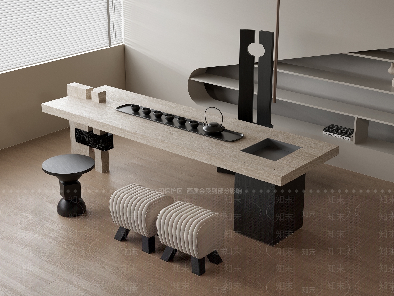 现代茶桌椅SU模型下载【ID:1196784197】