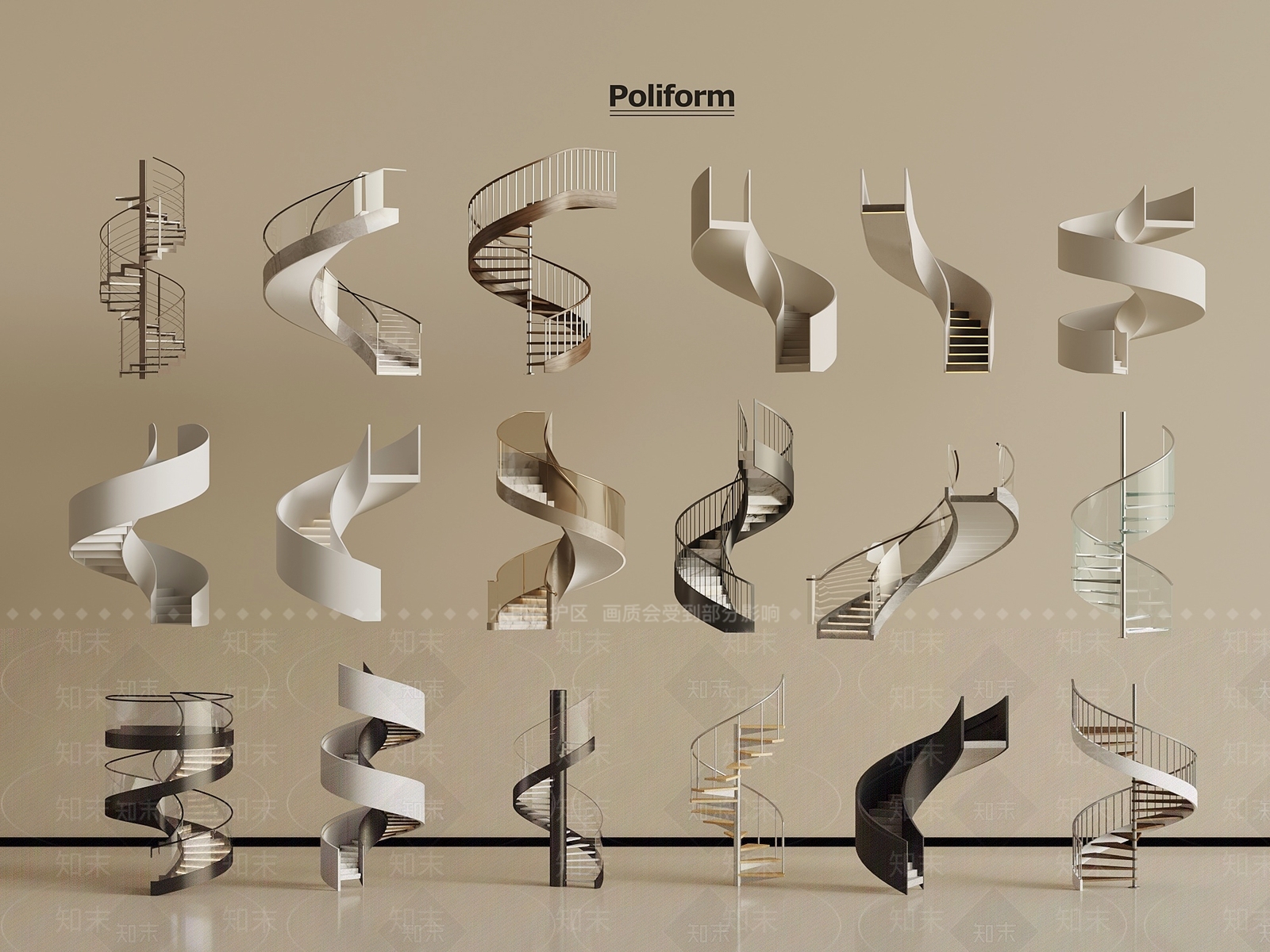 现代旋转楼梯3D模型下载【ID:1196785092】