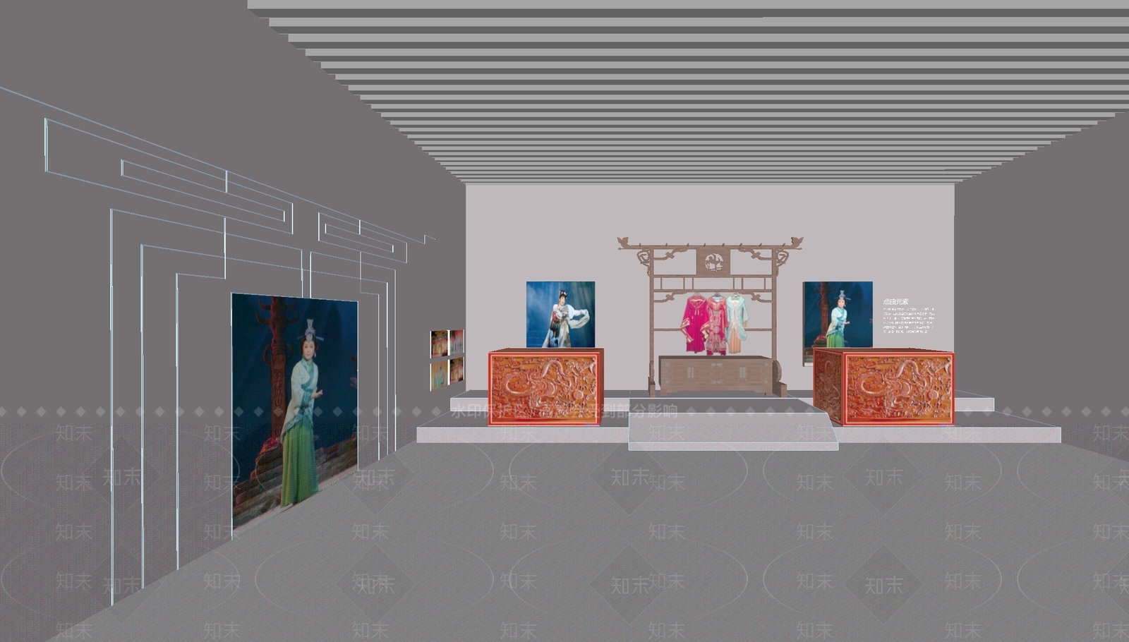 现代中式民俗展厅SU模型下载【ID:1196787785】