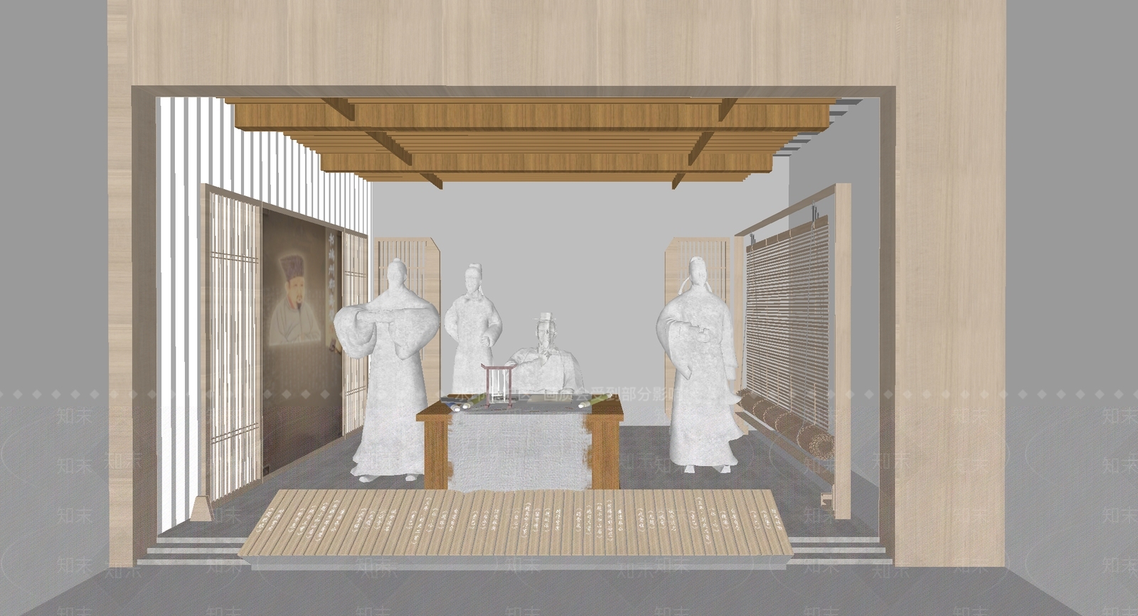 现代中式民俗展厅SU模型下载【ID:1196788885】