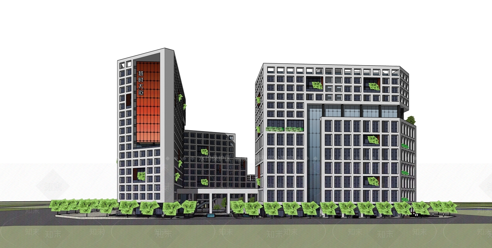 现代商场建筑SU模型下载【ID:1196788794】