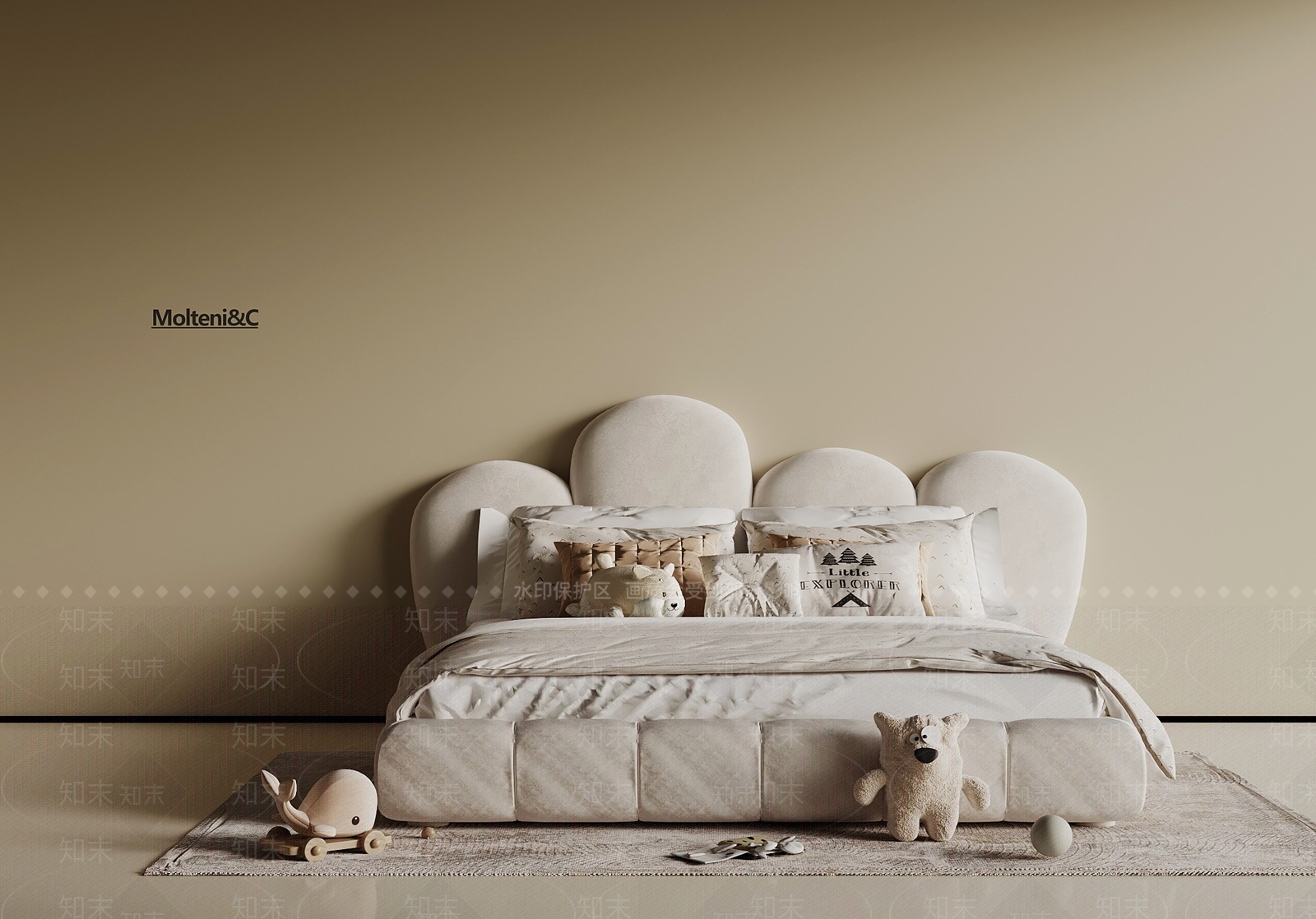 现代奶油儿童床3D模型下载【ID:1196790640】