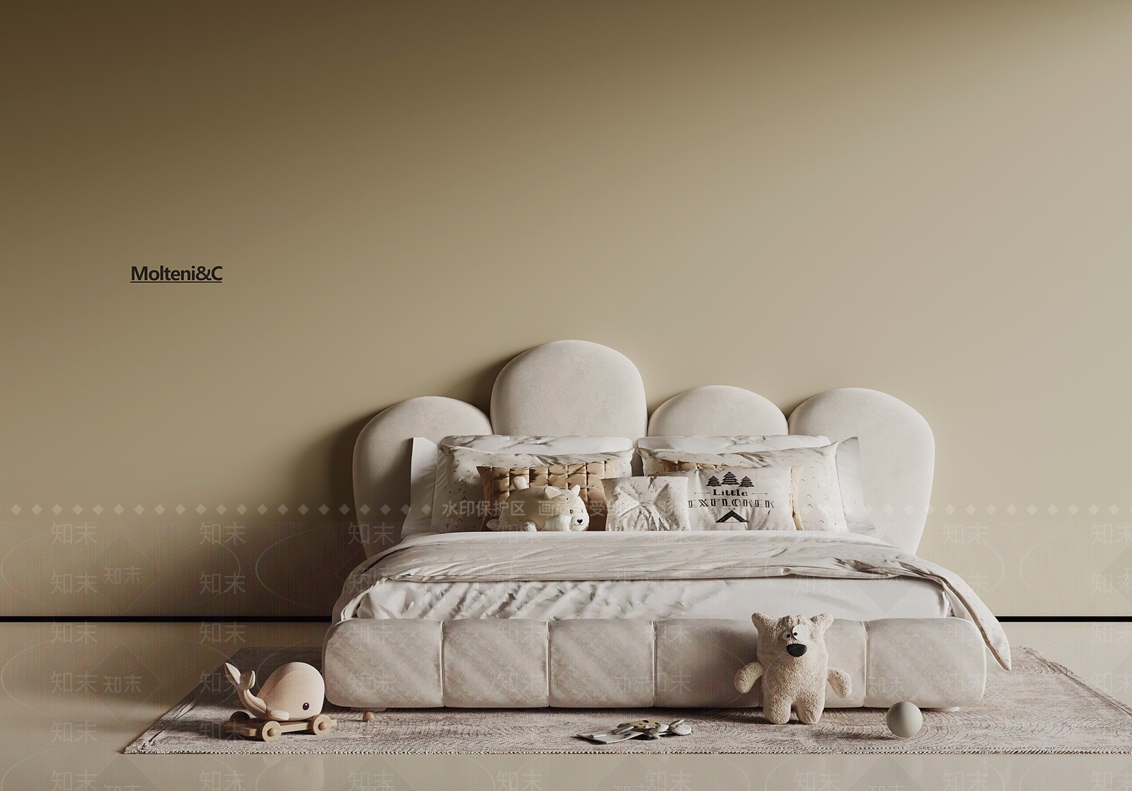 现代奶油儿童床SU模型下载【ID:1196790747】