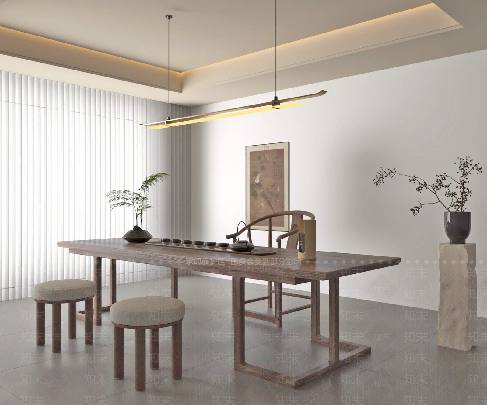 新中式茶室3D模型下载【ID:1196793713】