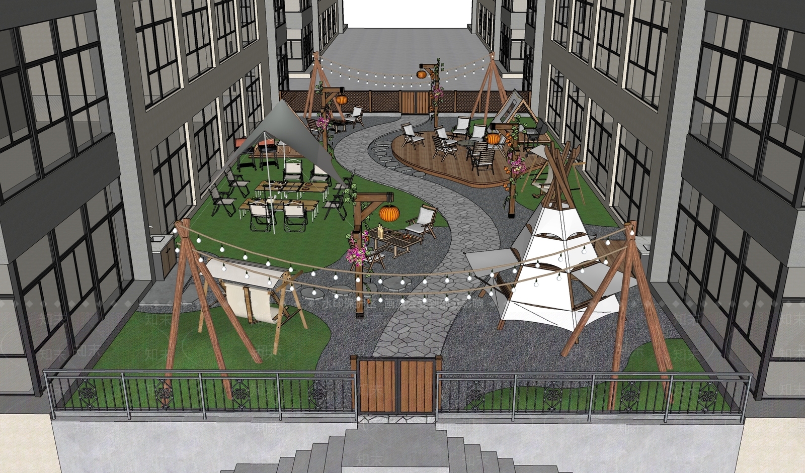 现代营地SU模型下载【ID:1196794205】