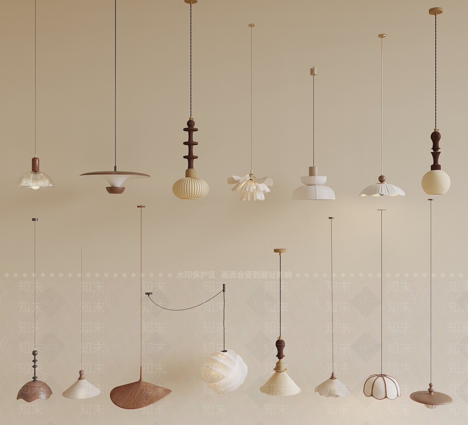 侘寂中古床头吊灯SU模型下载【ID:1196798162】