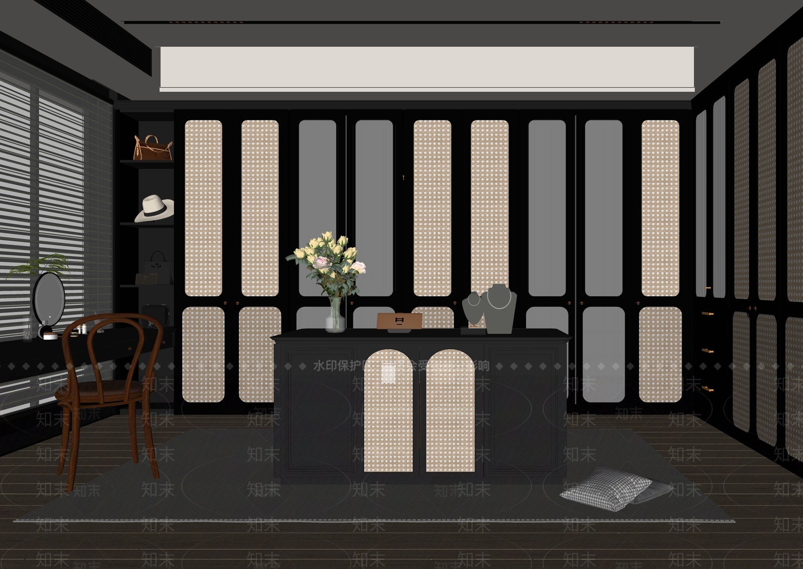 现代衣帽间SU模型下载【ID:1196800136】