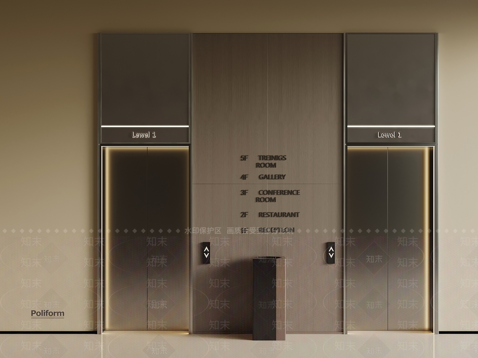 现代电梯间3D模型下载【ID:1196800177】