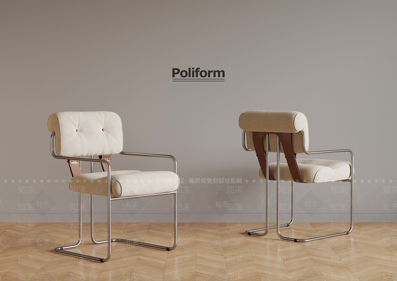 法式奶油休闲椅3D模型下载【ID:1196801768】