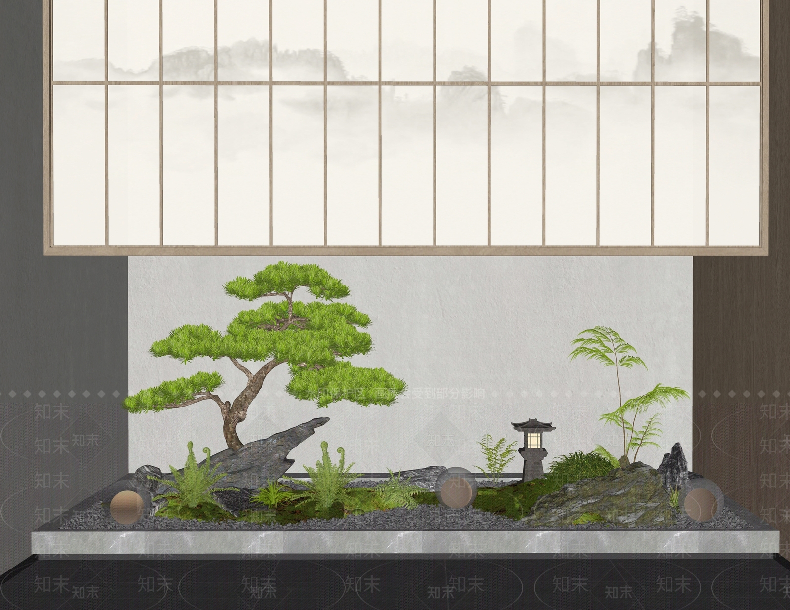 新中式室内景观SU模型草图