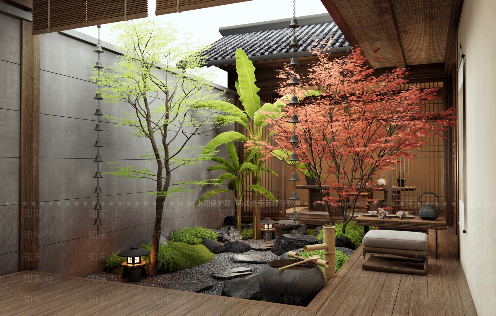 新中式别墅庭院SU模型下载【ID:1196803995】