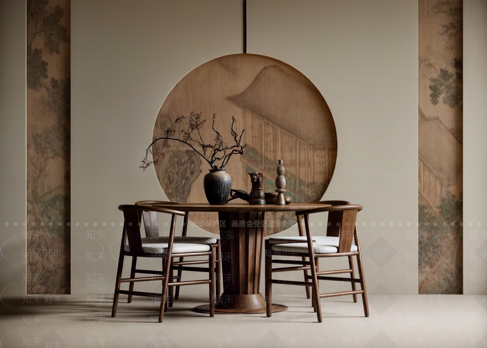 新中式中式餐桌椅SU模型下载【ID:1196804268】