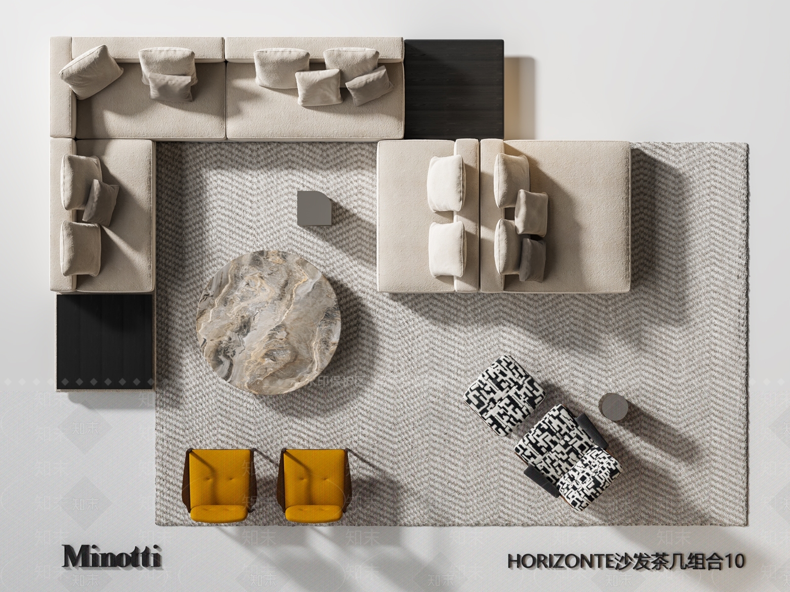 现代简约多人沙发3D模型下载【ID:1196810045】