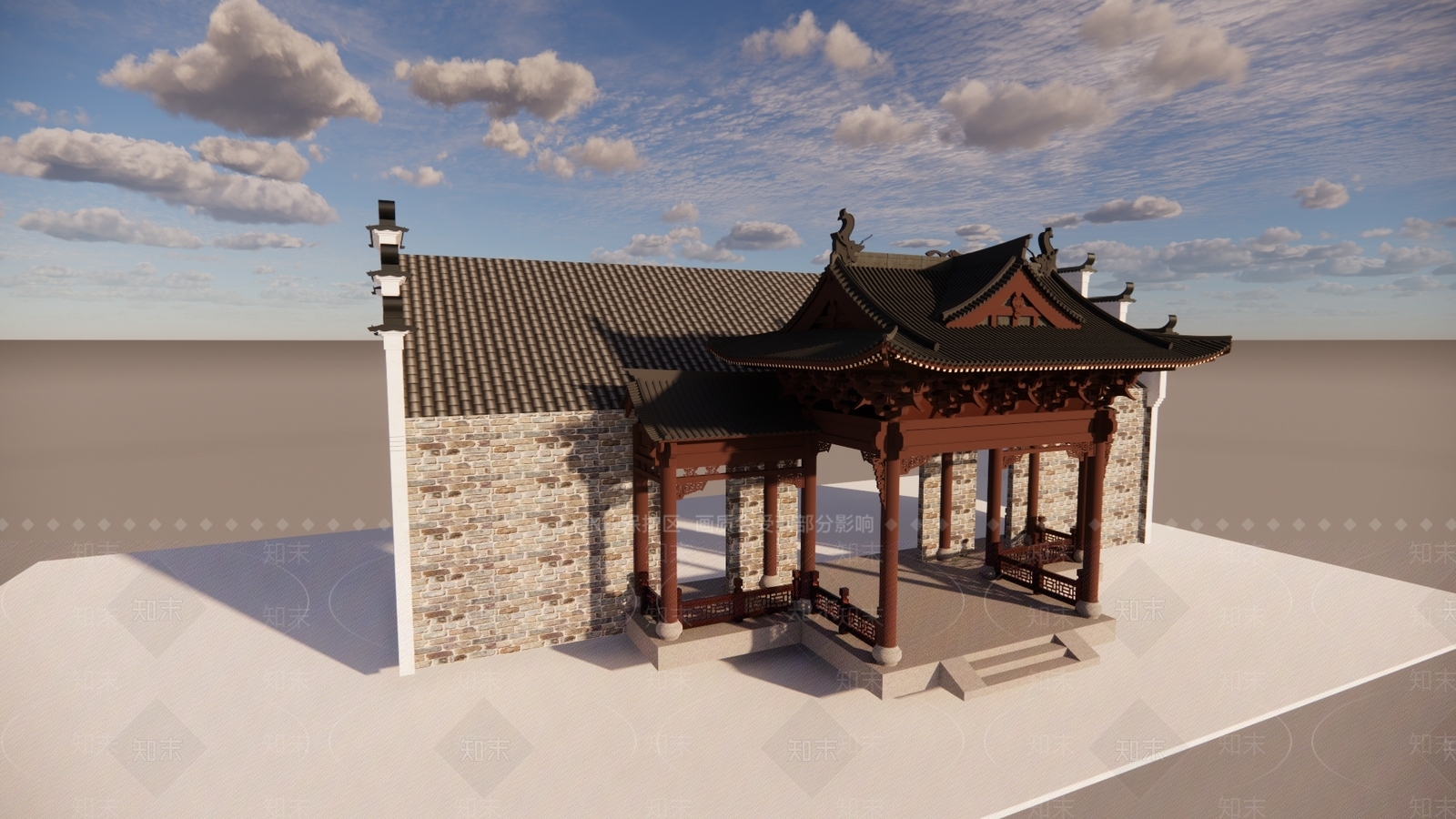 新中式中式四合院SU模型下载【ID:1196810411】