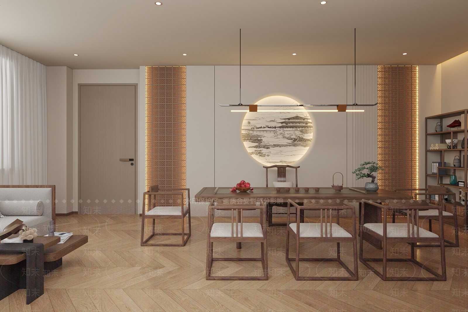 新中式禅意茶室3D模型下载【ID:1196810445】