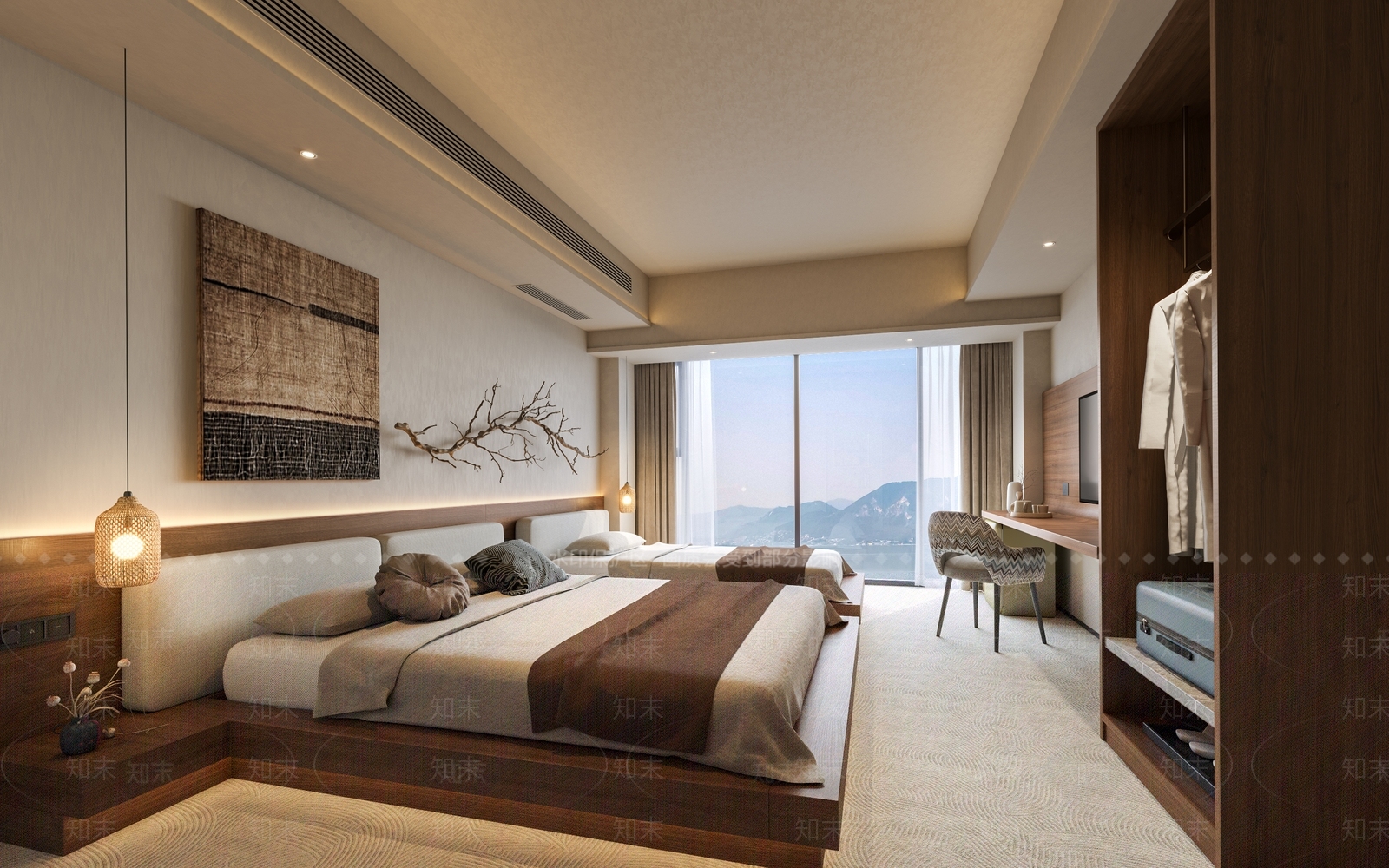 原木中古酒店客房3D模型下载【ID:1196811064】