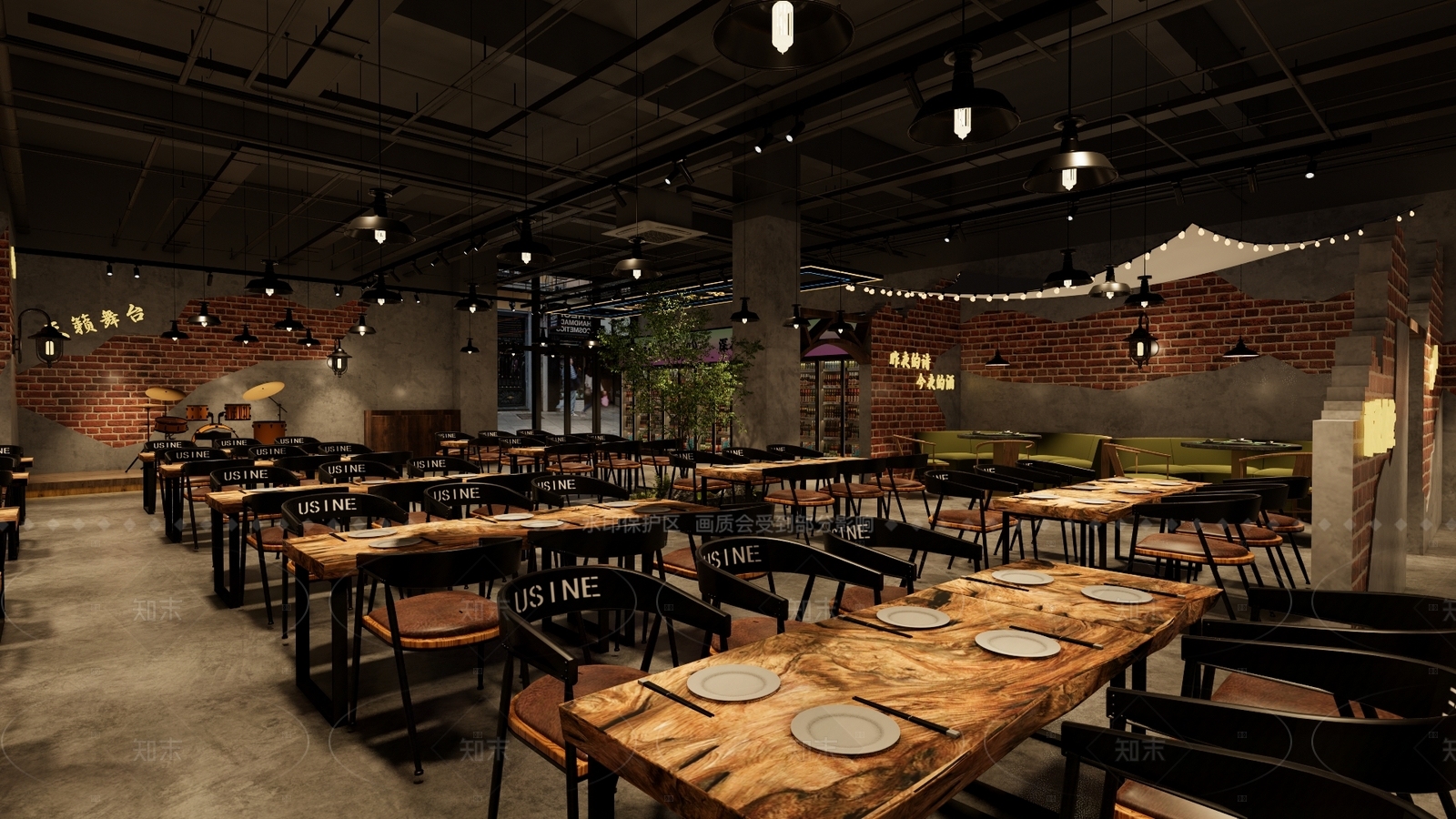 现代工业烧烤烤肉店SU模型下载【ID:1196811883】