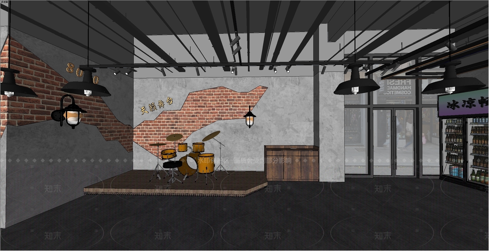 现代工业烧烤烤肉店SU模型下载【ID:1196811883】