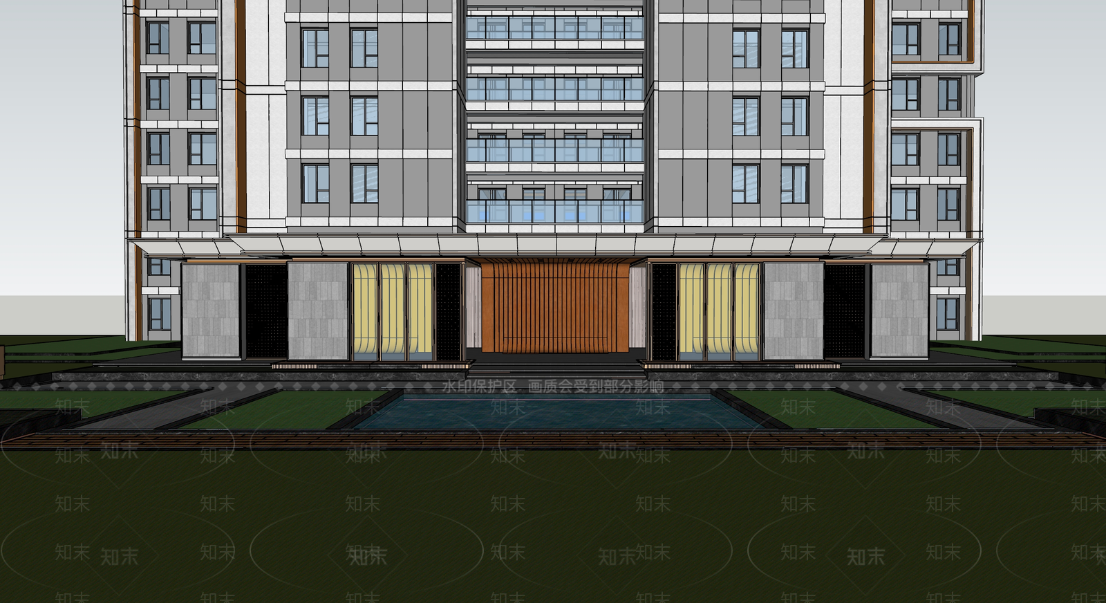 现代小区建筑SU模型下载【ID:1196815920】