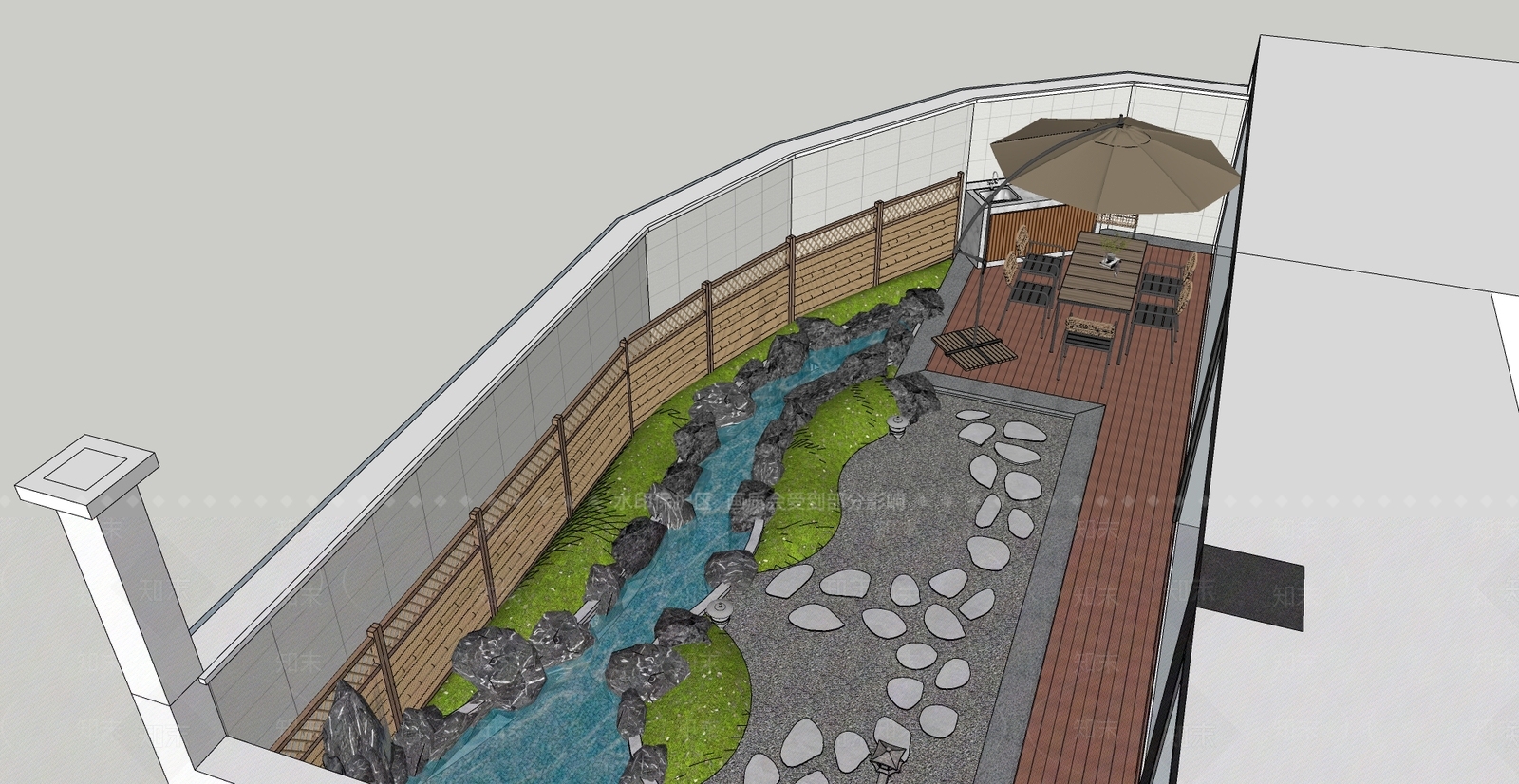 新中式日式别墅庭院SU模型下载【ID:1196817612】