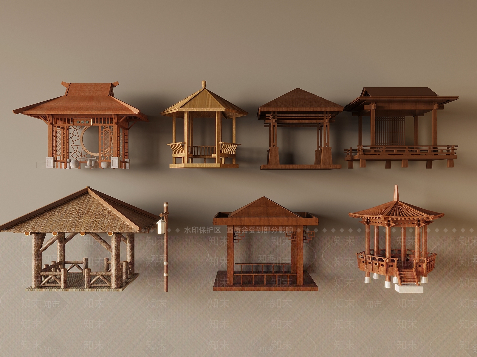 中式景观亭3D模型下载【ID:1196821738】