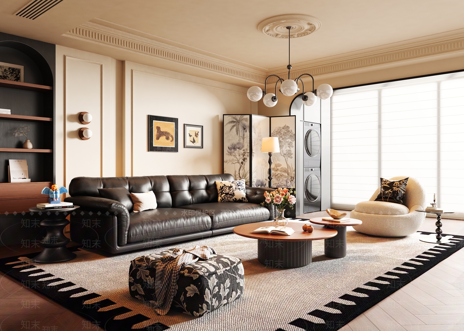 法式中古家居客厅SU模型下载【ID:1196821837】