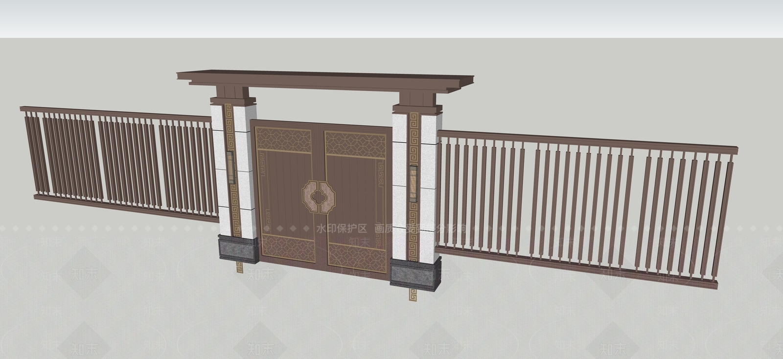 新中式现代庭院门SU模型下载【ID:1196824128】