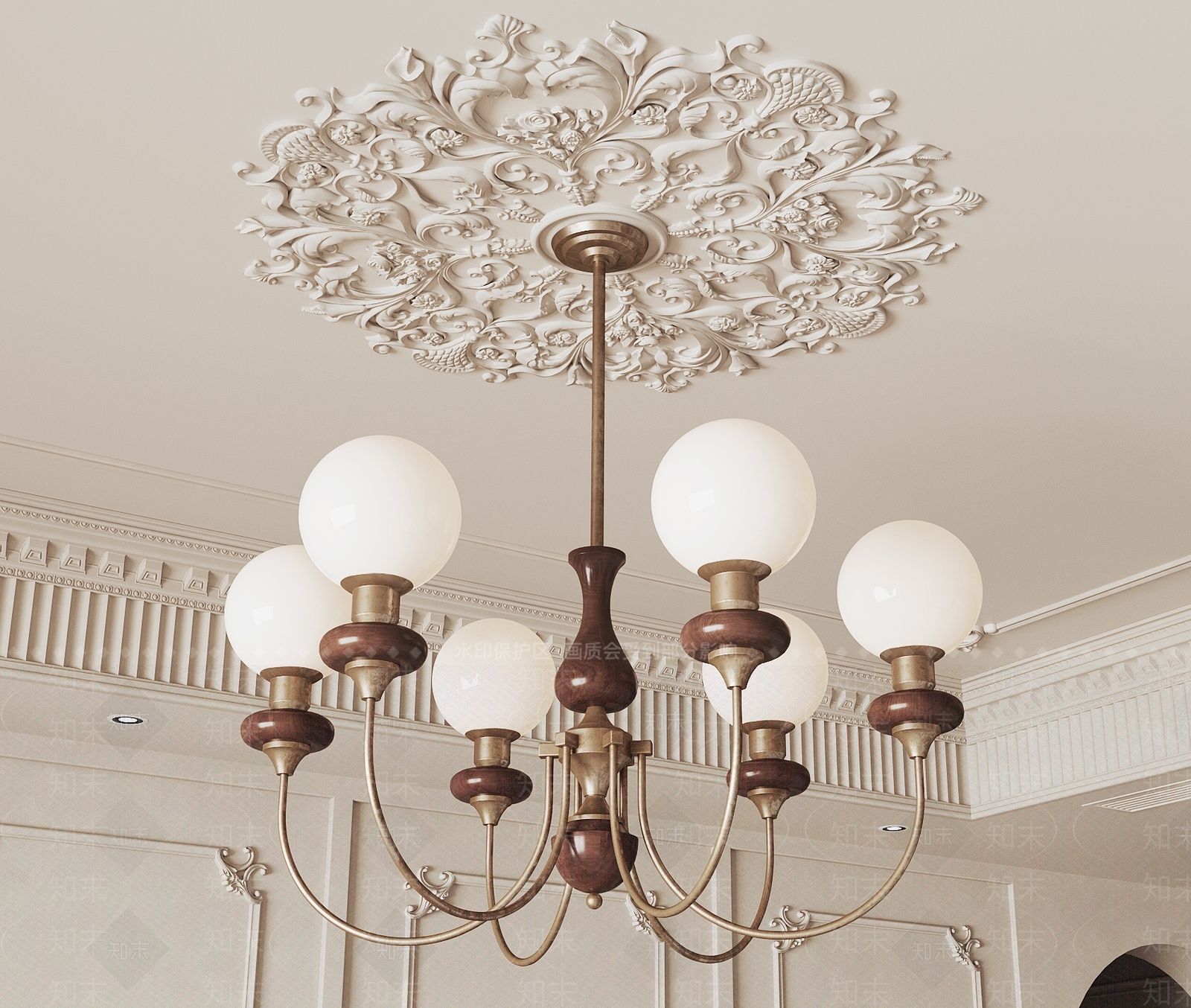 中古客厅吊灯3D模型下载【ID:1196825080】