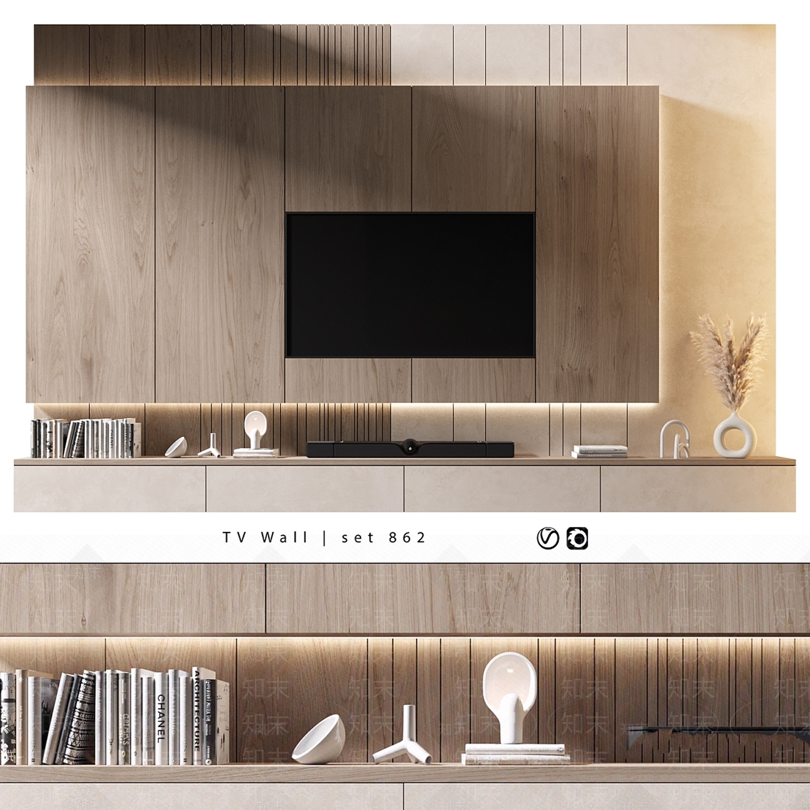 电视背景墙3D模型下载【ID:1196828301】