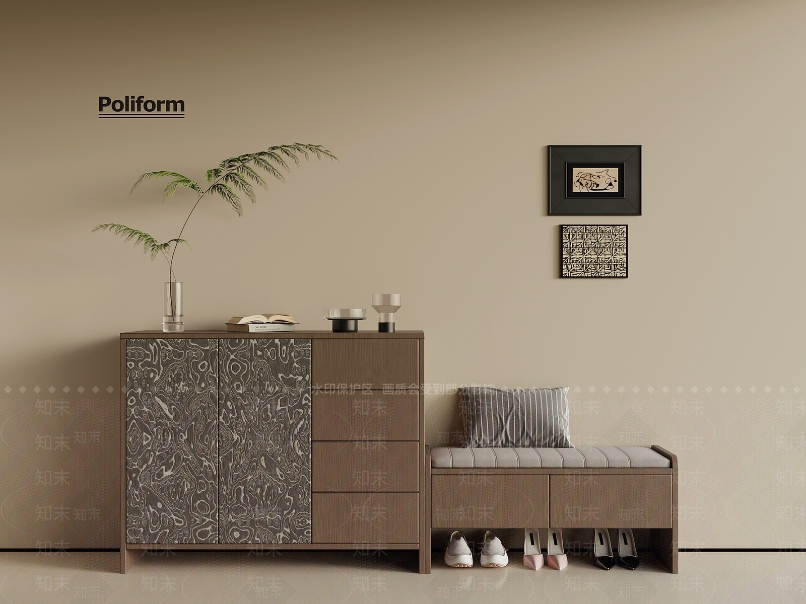 现代意式鞋柜SU模型下载【ID:1196832065】