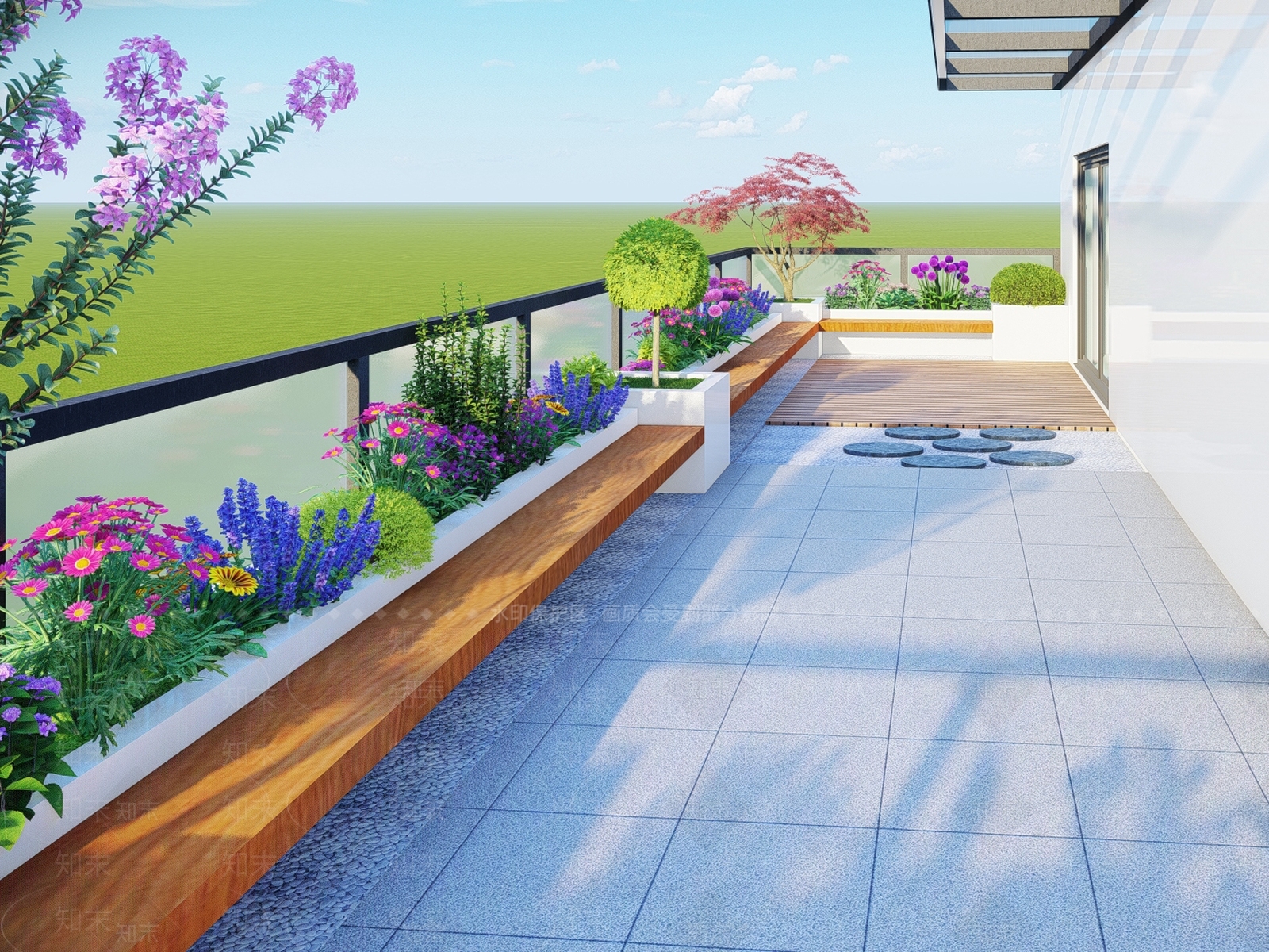 现代屋顶花园SU模型下载【ID:1196836128】