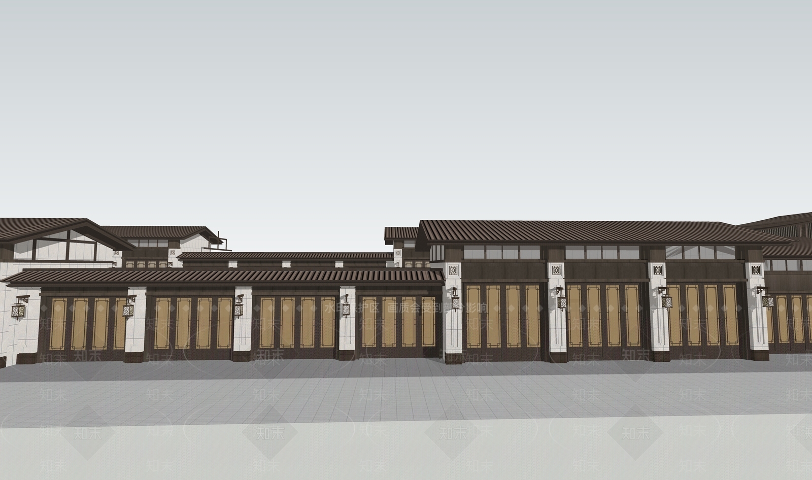新中式商业街SU模型下载【ID:1196838755】