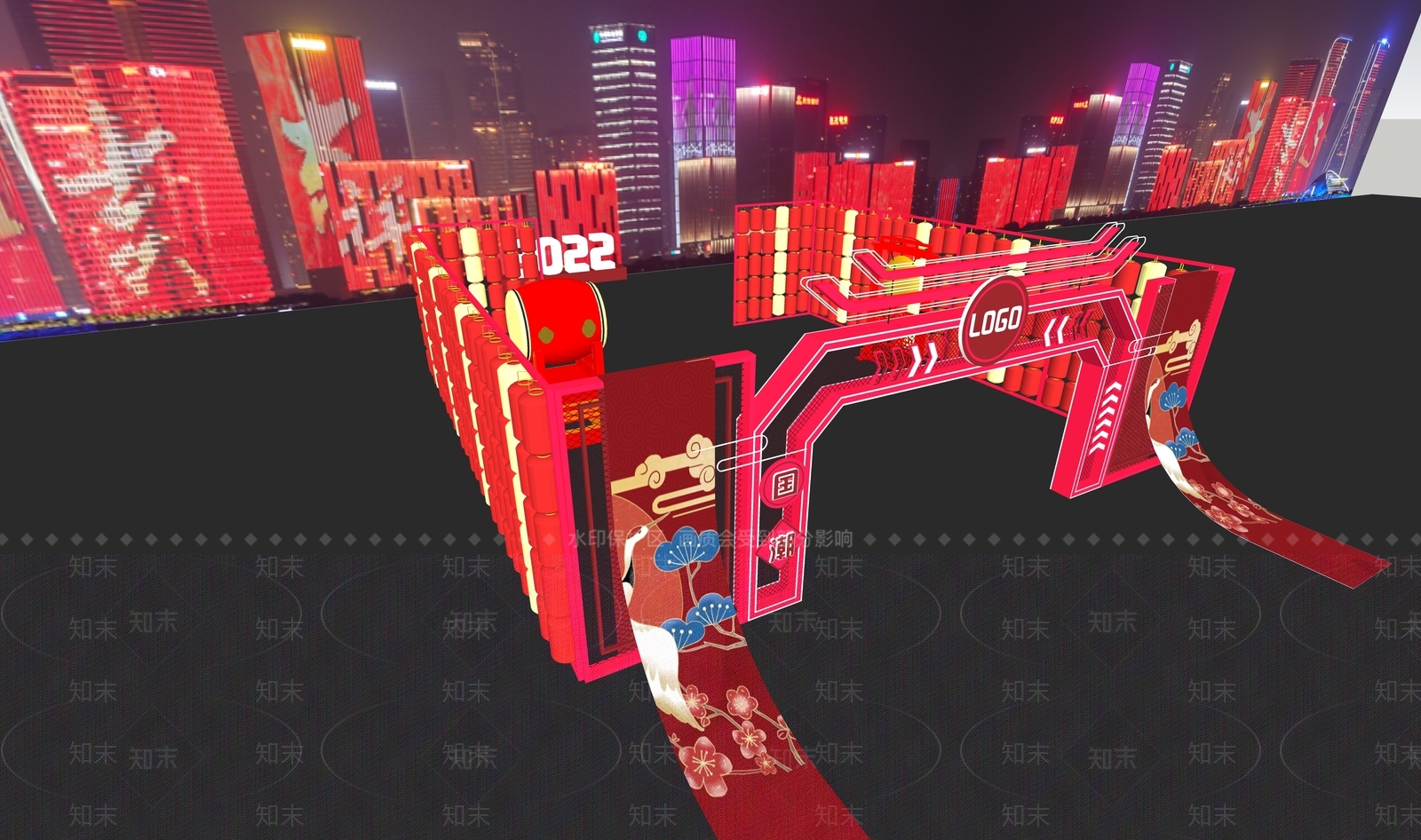 新中式风格建筑SU模型下载【ID:1196842487】